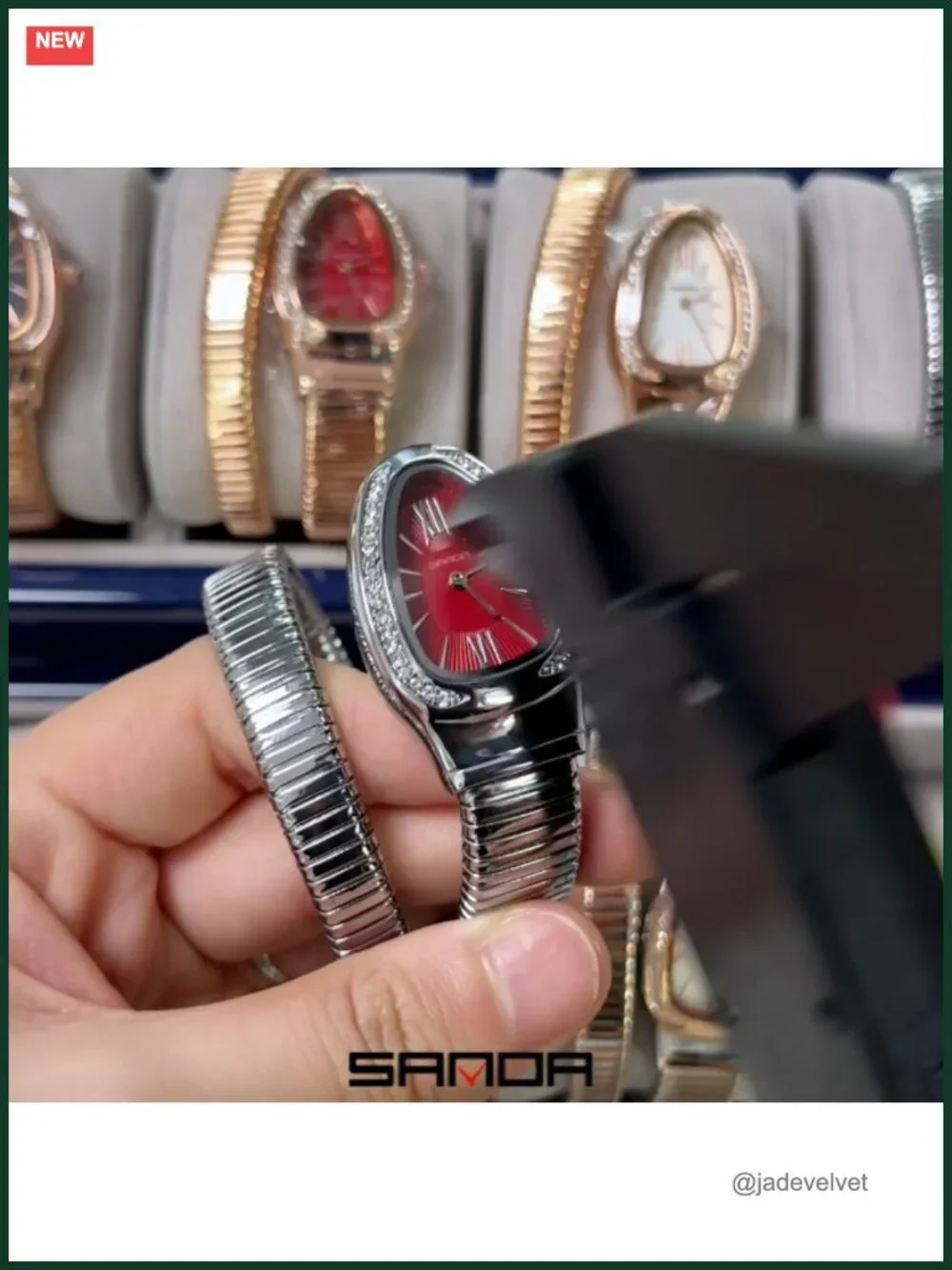 Women's Snake Cuff Bangle Watch, Quartz Bracelet Wristwatch, Wrap Around Band,